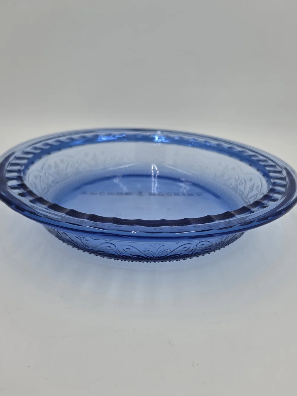 Vintage Blue Glass Pie Dish – 11